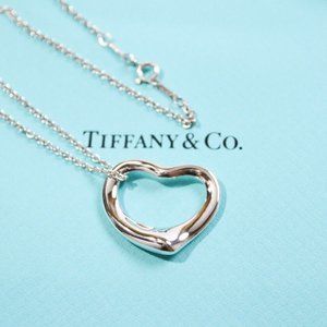 Tiffany & Co. Large Open Heart 27mm Pendant Necklace Silver w/Box & Pouch
